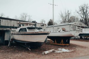 storm-damaged boat